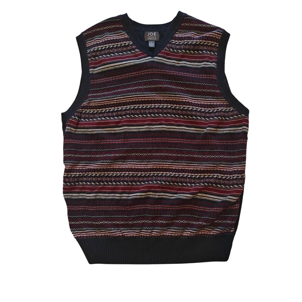 Joe Joseph Abboud Fair Isle Sweater Vest V-Neck Multicolor Size L